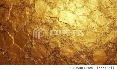 Textured Gold Surface Reflects Light in Dynamic Patterns, Showcasing Subtle Shades of Yellow Hue 133652211