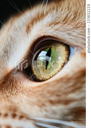 A Close-Up of an Adorable Orange Tabby Cat Showcasing Stunning Texture and Natural Lighting Effects 133652219