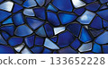 Elegant Mosaic of Iridescent Blue Toned Fragments with Sleek Charcoal Borders, Abstract Design Art 133652228