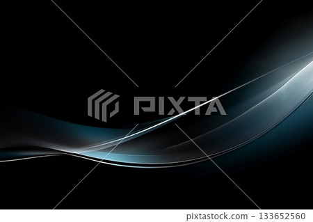 Abstract Black Waves with Cool Neon Light Effects, Modern Backdrop with Flowing Swoosh Lines 133652560