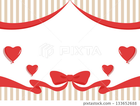 Ribbon decoration frame, heart-shaped balloon decoration, background 133652688