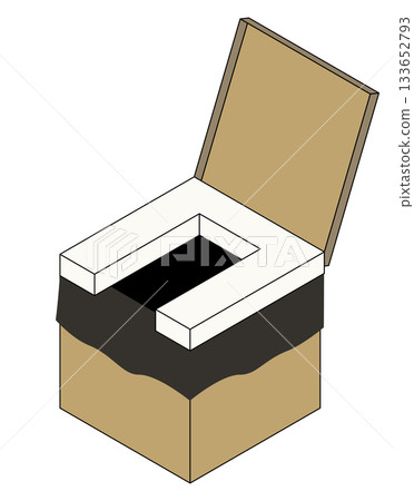 Illustration of a home-use assembled cardboard toilet for disaster preparedness and emergencies (with plastic bag) Illustration of a home-use assembled cardboard toilet for disaster preparedness and emergencies (with plastic bag) 133652793