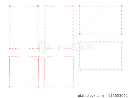 Dotted line decorative frame for creating templates. Frame parts set consisting of pink dotted lines (dots). Dotted line decorative frame for creating templates. Frame parts set consisting of pink dotted lines (dots). 133653031