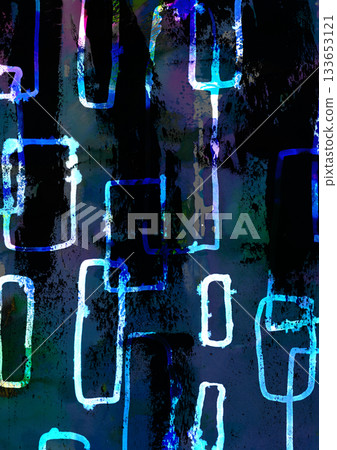 Abstract cyber texture with floating neon colored rounded rectangles Abstract cyber texture with floating neon colored rounded rectangles 133653121