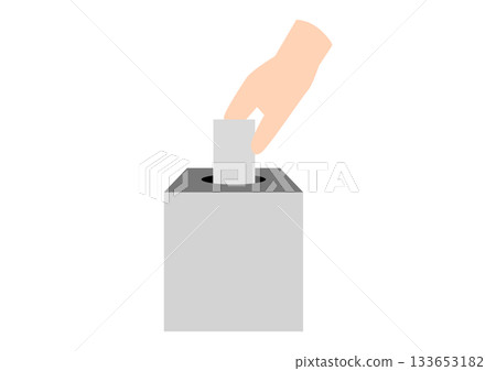 Icons of a hand putting a ballot in a ballot box for elections, surveys, and opinions 133653182