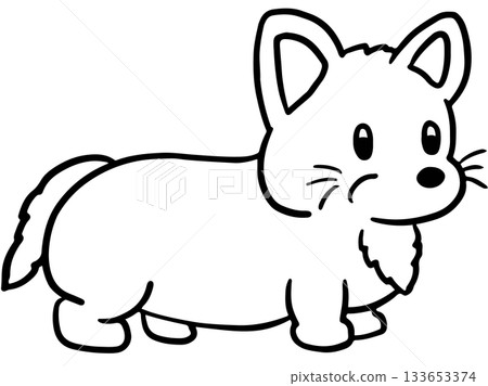 Cute hand drawn corgi puppy outline for colouring book, decoration, dog cartoon, characters, comic, pet shop, vet, adopt and rescue animal, foster home, shelter, house, furniture, park, yard, playtime Cute hand drawn corgi puppy outline for colouring book, decoration, dog cartoon, characters, comic, pet shop, vet, adopt and rescue animal, foster home, shelter, house, furniture, park, yard, playtime 133653374