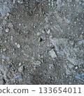 Close-up of a gray-black lava texture on the ground. Porous, cracked, and stony, perfect as a stock texture or photo background. Impression of molten rock. 133654011