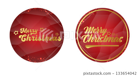 Merry Christmas golden text quote red sticker set with golden text vector design, creative holiday typography, modern festive graphic art for cards, invitations, social media banners 133654042