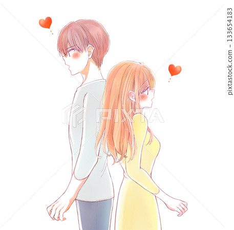 A man and a woman back to back, love A man and a woman back to back, love 133654183