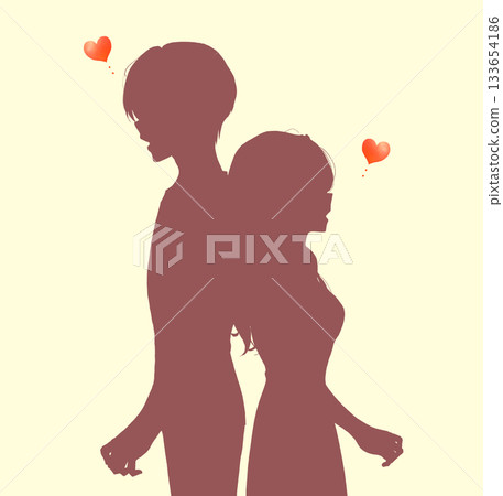 背靠背的男女愛情剪影 133654186