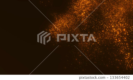Sparkling golden particles forming a soft luxurious flow on a dark background. Elegant shimmering glitter design with glowing motion effect. Perfect abstract background for premium style visuals. Sparkling golden particles forming a soft luxurious flow on a dark background. Elegant shimmering glitter design with glowing motion effect. Perfect abstract background for premium style visuals. 133654402