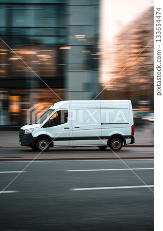 Realistic van-side mockup with soft bokeh and a clean customizable display area 133654474