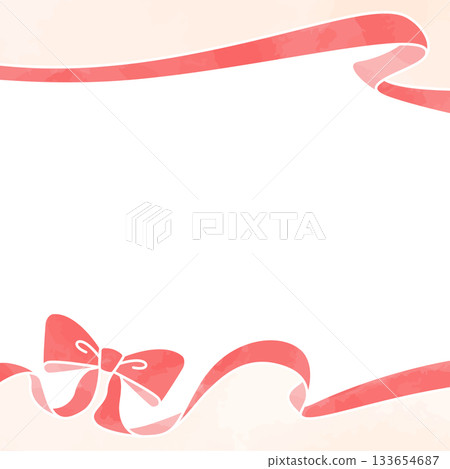 緞帶裝飾邊框，背景，水彩風格，方形尺寸 133654687