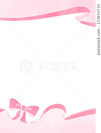 Ribbon decoration frame, background, watercolor style color, portrait orientation Ribbon decoration frame, background, watercolor style color, portrait orientation 133654710
