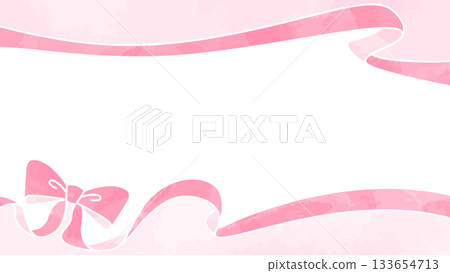 緞帶裝飾框，背景，水彩風格色彩 133654713