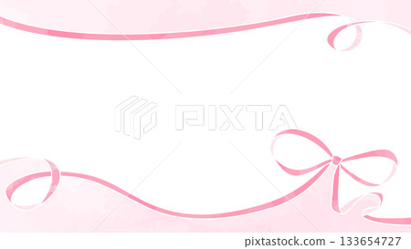 緞帶裝飾框，背景，水彩風格色彩 133654727