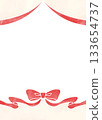 絲帶裝飾框，背景，水彩風格色彩，直式版 133654737