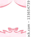 絲帶裝飾框，背景，水彩風格色彩，直式版 133654739