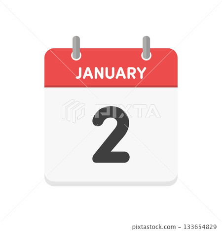 January 2nd/JANUARY 2 daily calendar icon - Simple English calendar with 1/2 date January 2nd/JANUARY 2 daily calendar icon - Simple English calendar with 1/2 date 133654829
