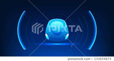 Futuristic Transport Technology Background, Hyperloop High Speed Electric Train, Circular Tech Interface, Smart Public Transit, Advanced Logistic System, Mobility Network Concept 133654873