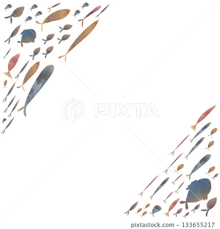 Cute watercolor school of fish frame, colorful fish in watercolor style. Children's illustration, perfect for nursery decor, ocean kids posters, apparel, stickers, educational materials Cute watercolor school of fish frame, colorful fish in watercolor style. Children's illustration, perfect for nursery decor, ocean kids posters, apparel, stickers, educational materials 133655217