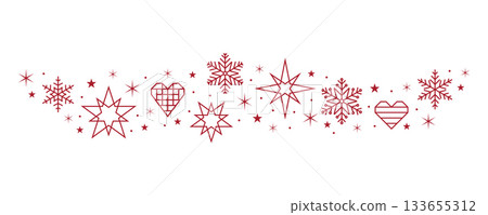 snowflakes and stars border isolated vector illustration snowflakes and stars border isolated vector illustration 133655312