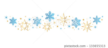 snowflakes and stars border isolated vector illustration 133655313
