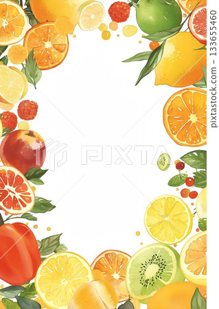 新鮮水果邊框插圖 133655460