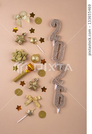 New year background with golden decoration New year background with golden decoration 133655469