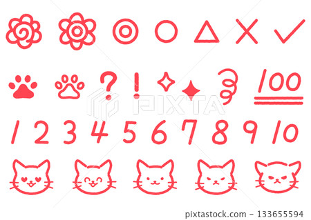 貓臉表情和評分項目的插圖集 133655594