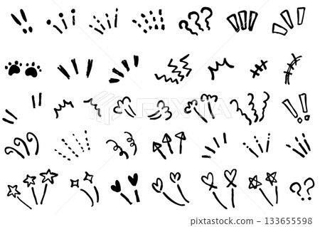 Monochrome one-point doodle set 133655598
