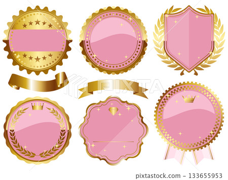 一套6個粉紅色和金色的奢華童話風格相框 133655953