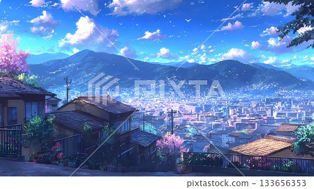 俯瞰小山的都市風景 133656353