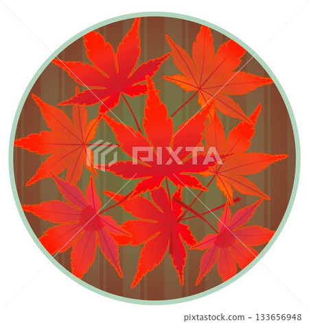 Illustration of autumn maple leaves with a circular background Illustration of autumn maple leaves with a circular background 133656948
