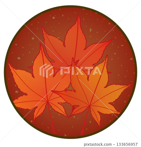 Illustration of autumn maple leaves with a circular background Illustration of autumn maple leaves with a circular background 133656957