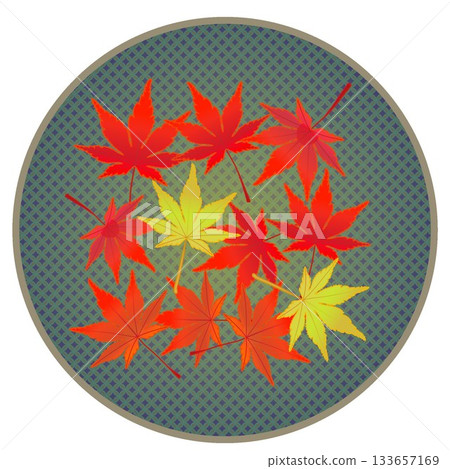 Illustration of autumn maple leaves with a circular background Illustration of autumn maple leaves with a circular background 133657169