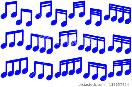 A simple icon set of tasteful handwritten tuplets, rising and falling right, in blue A simple icon set of tasteful handwritten tuplets, rising and falling right, in blue 133657424