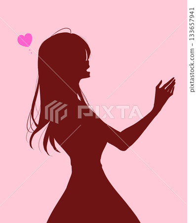 Smiling woman reaching out her hand Summer Love Side Silhouette 133657941