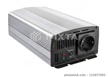 Power inverter close-up on a white. Isolated 133657993