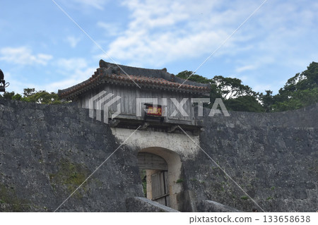 Traditional architecture stock photos conveying the history and beauty of Shuri Castle in Okinawa 133658638