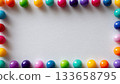 Background material template for frame design surrounded by colorful beads 133658795