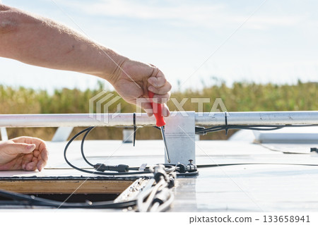 RV caravan roof repair RV caravan roof repair 133658941