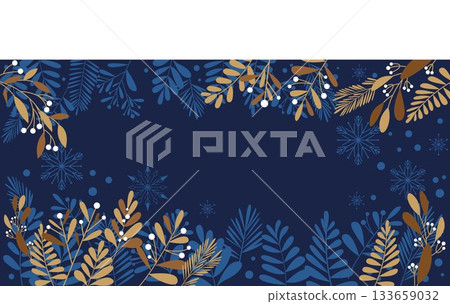 Winter botanical background, snowflakes and botanical pattern illustration Winter botanical background, snowflakes and botanical pattern illustration 133659032