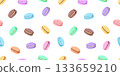 Cartoon colorful macaroon cookies Seamless pattern. Vector background wallpaper sweet dessert. 133659210