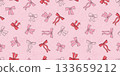 Bows and ribbons are a seamless pattern. Vector illustration of hair ornaments, gift wrappers, festive background. 133659212