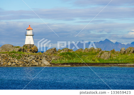 Lighthouse Hovsund Lofoten Islands Norway Lighthouse Hovsund Lofoten Islands Norway 133659423