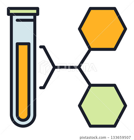Test Tube with Formula vector Chemistry colored icon or design element 133659507
