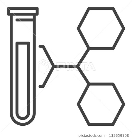 Test Tube with Formula vector Chemistry thin line icon or symbol 133659508