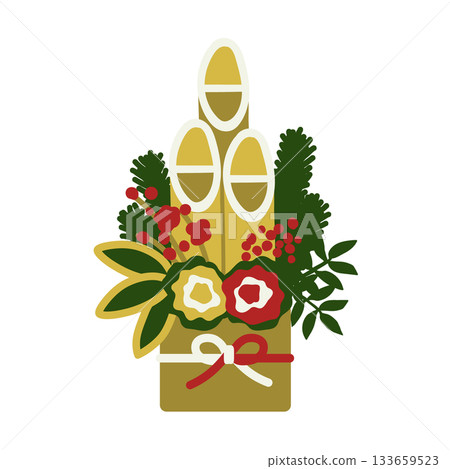 新年裝飾：微笑的角松，復古彩色插圖 133659523