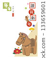 New Year's Card Material Haniwa Horse Illustration 2026 Postcard Template 133659601